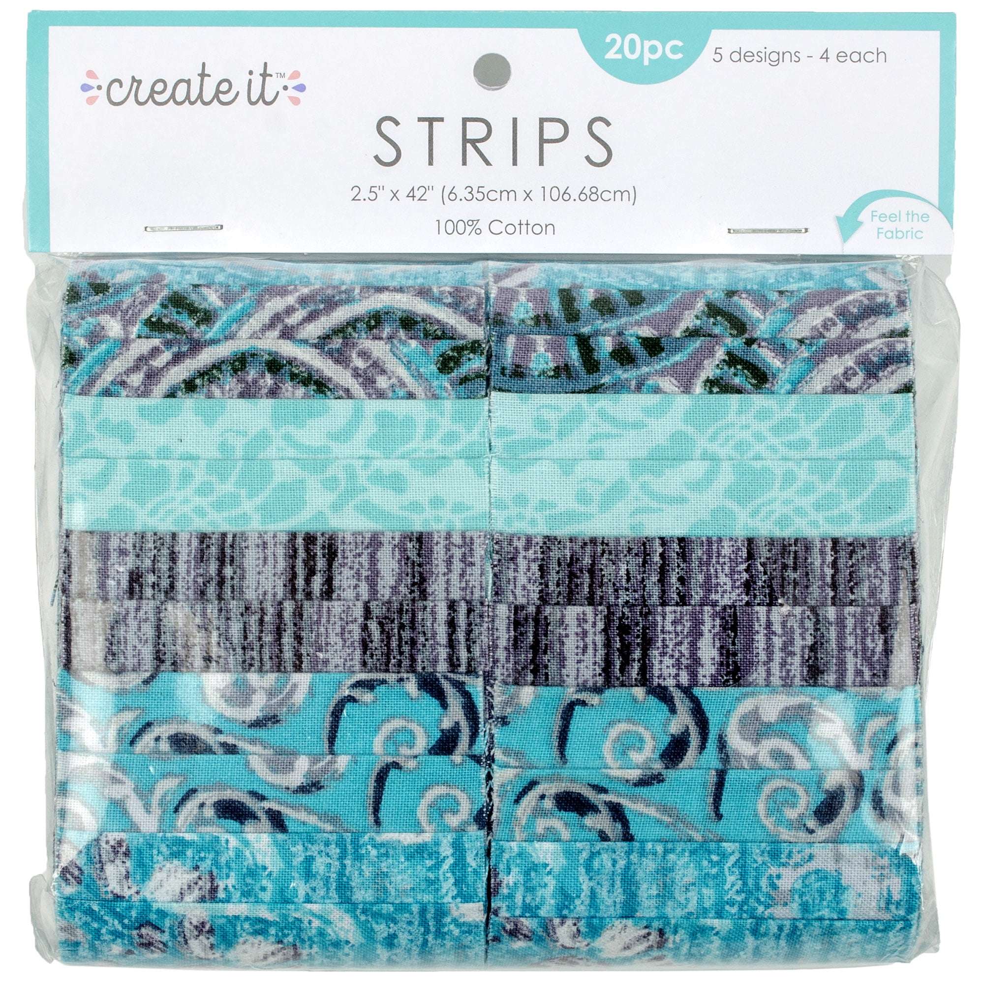 Create It 2.5'x42' Cotton Palazzo Precut Strips, Multicolor, 20 Piece