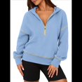 thumbnail image 2 of Sudadera con Capucha de Otoño para Mujer, Sudadera Corta de Larga con Media Cremallera, Jersey de Invierno, Ropa de Moda Azul L, 2 of 10