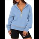 thumbnail image 2 of Sudadera con Capucha de Otoño para Mujer, Sudadera Corta de Larga con Media Cremallera, Jersey de Invierno, Ropa de Moda Azul L, 2 of 10