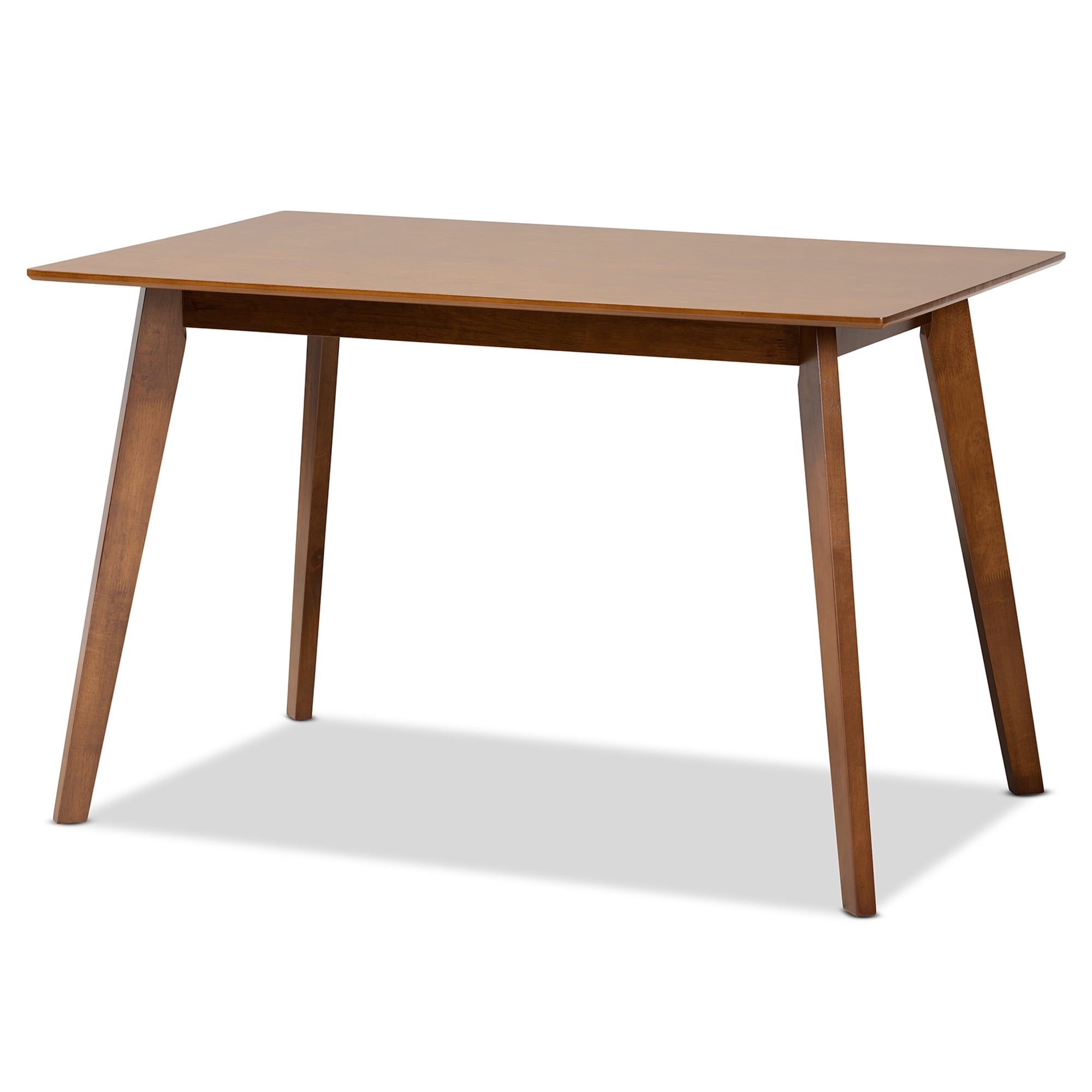 Baxton Studio Euclid Mid-Century Modern Sand Fabric Upholstered and Walnut Brown Finished Wood 5-Piece Dining Set