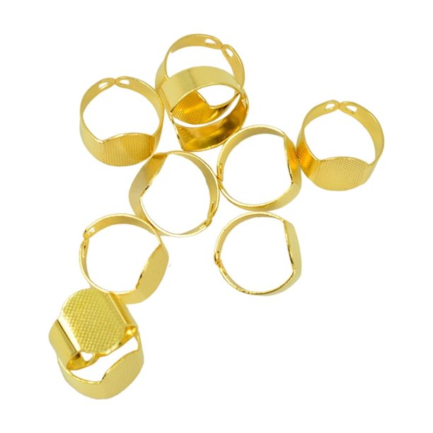 10 unidades/lote de bases ajustables para anillos, bandejas, bases en blanco para joyería y manualidades DIY Oro