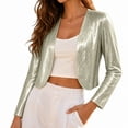 thumbnail image 6 of NominalSnug Womens Sequin Cardigan Open Front Long Sleeve Cropped Casual Jacket with Pockets Fall Outfits, 6 of 7