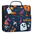 thumbnail image 2 of Water-Resistant 3-Ring Binder Organizer with Multiple Pockets Zipper Binder Bag for Office Purple Cute Halloween Icon, 2 of 8