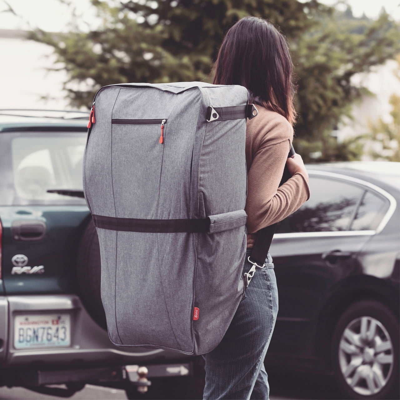 Diono Radian Car Seat Travel Backpack with Padded Shoulder Straps, Gray