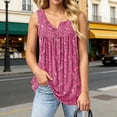 thumbnail image 2 of RMGVDSD Tank Tops For Women Fashion Summer Floral Print Tank Top Round Neck Sleeveless Folded Front Tunic Tops Casual Basic Loose Shirts Workout Tees Shirts, 2 of 4
