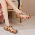 thumbnail image 3 of KBODIU Sandals Women Athletic Comfortable Outdoor Sandals with Arch Support Walking Sandals Summer Sandals For Flat Slip On Sandals Crystal Roman Open Toe Casual Sandals Beige 36, 3 of 6
