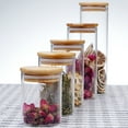 thumbnail image 5 of 175ml Clear Glass Jar Sealed Canister Food Storage Container for Loose Tea Coffee Bean Sugar Salt (6.5*8CM, with Bamboo Lid), 5 of 9