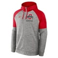 thumbnail image 2 of Men's Nike Heather Gray Ohio State Buckeyes Fitness Raglan-Performance Full-Zip Hoodie, 2 of 3