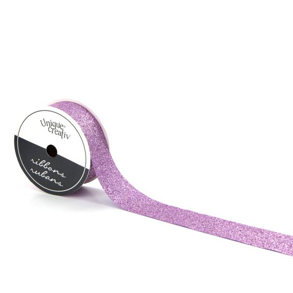 UNIQUE CREATIV, Ribbon, Glitter Cut, Light Purple, 25 mm x 15 ft (1 in x 5 yds)