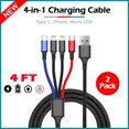 thumbnail image 2 of 2-Pack Fenzer Multi Charging Cable(4FT),4 in 1 Charger Cable Nylon Braided Multiple USB Cable Universal Phone Charging Cord with Type-C, Micro USB, IP Port for iPhone16/15 Series/Cell Phones and More, 2 of 5