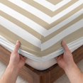 thumbnail image 3 of King Size Fitted Sheet Set - Beige White Geometric 3 Piece Bedding Sets 16" Deep Pocket Fitted Sheet with 2 Pillowcases, Square Minimalist Modern Brushed Microfiber Hotel Luxury Bed Sheets, 3 of 9