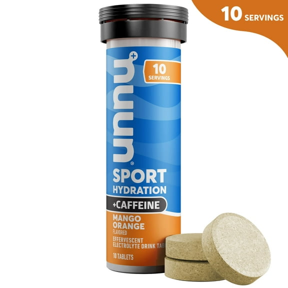 Nuun Sport Caffeine Electrolytes Hydration Drink Mix Tablets, Mango Orange, 10 Count