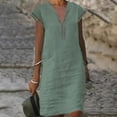thumbnail image 3 of Cathalem Robe Kimono Boho Grande Taille pour Femmes, Manches Courtes, Babydoll en Denim, Vert S, 3 of 4
