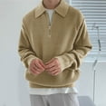 thumbnail image 2 of Annhoo Mans Knit Shirts Solid Color Quarter Zipper Collared Long Sleeve Tops Pullover Loose Warm Trendy Comfy Soft Sweater, 2 of 6