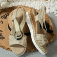 thumbnail image 4 of Viluyesy Womens Wedge Sandals, Striped Wide Width Open Toe Fashion Dressy Shoes Beige, 4 of 7