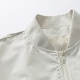 thumbnail image 5 of Swanpen Women's Jacket Bomber baseball jacket Zip Up Long Sleeve Casual Fall Coat Windbreaker with Pockets,White, 5 of 6