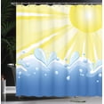 thumbnail image 4 of Ambesonne Summer Shower Curtain, Vector Sun Wavy Sea, 69"Wx84"L, Yellow and Blue, 4 of 5
