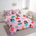thumbnail image 2 of Castle Fairy Princess Castle Full Size Bedding Sets 7 Pieces,Colorful Floral Pattern Full Size Bed in a Bag,Pink Teal Red, 2 of 7