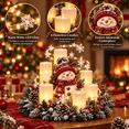 thumbnail image 2 of Snowman Christmas Lighted Centerpiece with Flameless Candle Glow, Christmas Decoration with Frosted Greenery, Red Berries & Pinecones, Perfect for Home Tabletop & Holiday Gift, 10.6" x 11.8", 2 of 7