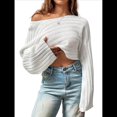 thumbnail image 3 of Suéter de Larga con Cuello Redondo para Mujer, Ajustado, de Punto Acanalado, Liso, Moderno, Tipo Pulóver. L, 3 of 9