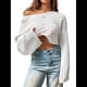 thumbnail image 3 of Suéter de Larga con Cuello Redondo para Mujer, Ajustado, de Punto Acanalado, Liso, Moderno, Tipo Pulóver. XS, 3 of 9