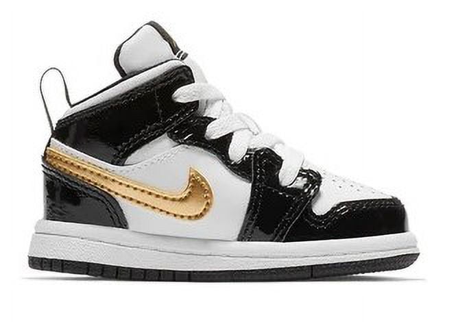 jordan 1 mid patent black white gold gs
