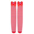 thumbnail image 3 of Women Thigh High Socks Strawberry Bowknot Striped Over Knee Short Long Stockings Festival Tights Comfort Red, 3 of 4