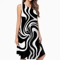 thumbnail image 2 of Black White Swirling Abstract Art Spring Summer Dresses For Women Fashion Dress Casual Sleeveless Loose Sundress With Pockets, 2 of 4