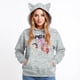 thumbnail image 3 of Pop cazadora para niña Hooded Sweatshirt Women's Cat Ear Hoodie ,Soft Streetwear Pullover ,Cute Long Sleeve Tops for Fall Winter （Light Gray）, 3 of 4