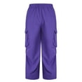 thumbnail image 2 of TiaoBug Kids Girls Cargo Pants Casual Pure Color Trousers Hip Hop Dance Costume4-14 Purple-A 160, 2 of 5
