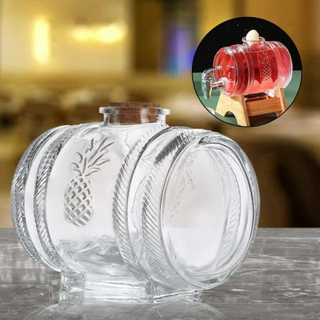 

Classical Home Barware Lead- Glass Barrel Whiskey Wine Decanter Wooden Support