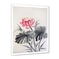 thumbnail image 2 of Designart 'Two Monochrome Leaves With Lotus Flower' Traditional Framed Art Print, 2 of 4