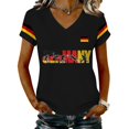 thumbnail image 1 of Women's Germany Football Graphic T-Shirt, V-Neck Casual Letter Print T-Shirt, Fashion Short Sleeve Graphic Tee, Summer Daily Lightweight Tops for Soccer Tournament 2026 Black Size: S, 1 of 4