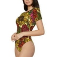 thumbnail image 2 of Daiia Sunflower print Women's Crew Neck Short Sleeve Bodysuit Fashion Tops Fit Casual Basic Extender Bodysuit-Medium, 2 of 9