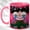 Pink, variant on Mosaic Rain Cloud Face Coffee Mug, Moody Character Mug, Ceramic 11 oz