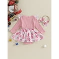 thumbnail image 5 of vera natura Baby Girls 2Pcs Christmas Outfits Ruffle Long Sleeve Skirt Romper with Headband Set Clothes, 5 of 10