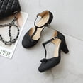 thumbnail image 2 of SACFOF Women's Cute Retro Rockabilly Shoes T Strap Mary Janes Heels Chunky Cosplay Shoes Sweet Block Heeled Bow Pumps, 2 of 6
