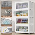 thumbnail image 6 of BROVIEW 800Qt Extra Large Stackable Storage Bins with Lid, Plastic Closet Organizer and Storage Drawer, Collapsible Storage Box with Wheels, Folding Storage Cabinet for Closet Organizing, 4Pack White, 6 of 9
