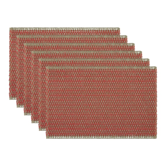 Farmhouse Placemats Set of 6 Woven Paper Cotton Placemats for Dining Table Decor Indoor Outdoor Kitchen Table Mat Wipe Clean Caramel Red 17.7x11.8inch