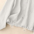 thumbnail image 4 of Women's Lightweight Hoodie Jacket Linen Blend Long Sleeve Button Down Cropped Coat Drawstring Hem Casual Daily Outerwear with Pockets White, 4 of 9