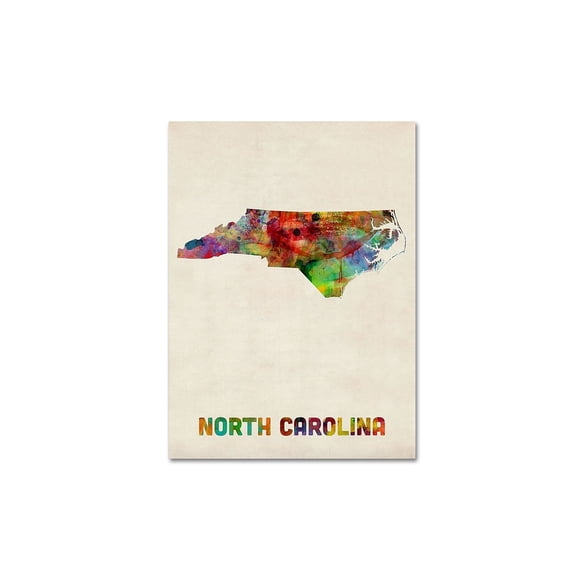 Trademark Fine Art "North Carolina Map" Canvas Wall Art by Michael Tompsett