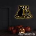 thumbnail image 3 of Craftnamesign Custom Reflection Cat Metal Wall Art with LED Light, Happy Halloween Sign Home Decor, 3 of 5