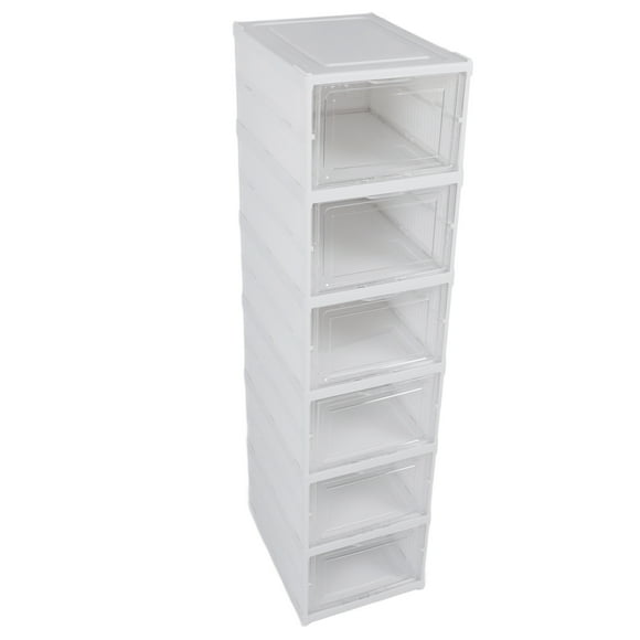Shoe Storage Box, Collapsible Clear Plastic Stackable Shoe Organizer for Closet, Space Saving Sneaker Container, Shoe Display Case, Substitute for Entryway, Under Bed