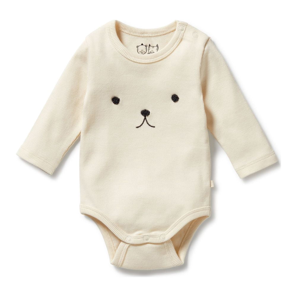Wilson+Frenchy Organic Rib Long-Sleeved Bodysuit - Buttermilk (6-12 Months)