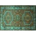 thumbnail image 1 of Ahgly Company Machine Washable Indoor Rectangle Persian Turquoise Blue Traditional Area Rugs, 4' x 6', 1 of 4