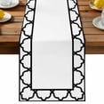Art Frame Dining Table Runner, Geometric Black Morocco Printed Border ...