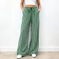 thumbnail image 3 of Bbyeadc Palazzo Pants for Women Drawstring Striped Loose Wide Leg Trousers Casual Pants Comfy Lounge Pants with Pockets,Green (S), 3 of 6