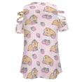 thumbnail image 5 of Pink Guinea Pig And Strawberry Pattern Womens Summer V Neck Zipper Top Short Sleeve T Shirt Off Shoulder Top Casual Classy Loose Shirts, 5 of 7