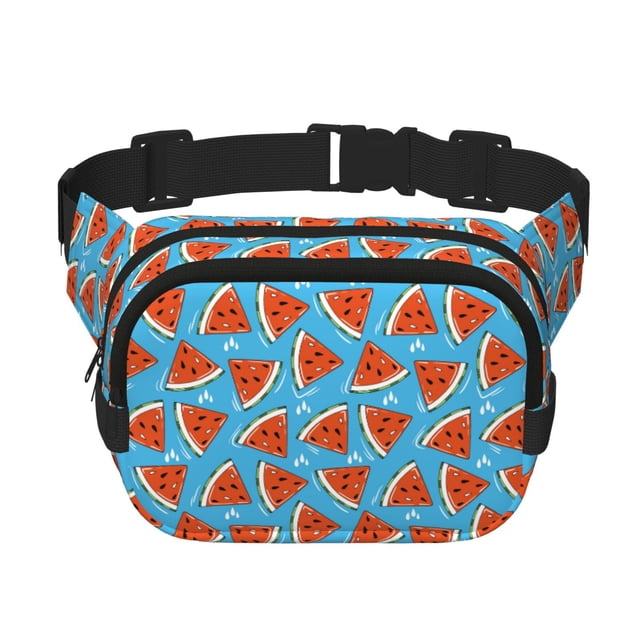 Disketp Cartoon Watermelon Riñonera de Doble Capa, Bolsa de Cintura Ajustable para Viajes, Correr y Senderismo, Riñonera Ligera para Hombre y Mujer