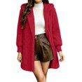 thumbnail image 5 of Women's Hooded Cardigan Jacket Long Loose Open Front Fleece Coat Fall Winter Cable Knit Causal Jacket, XL, 5 of 7